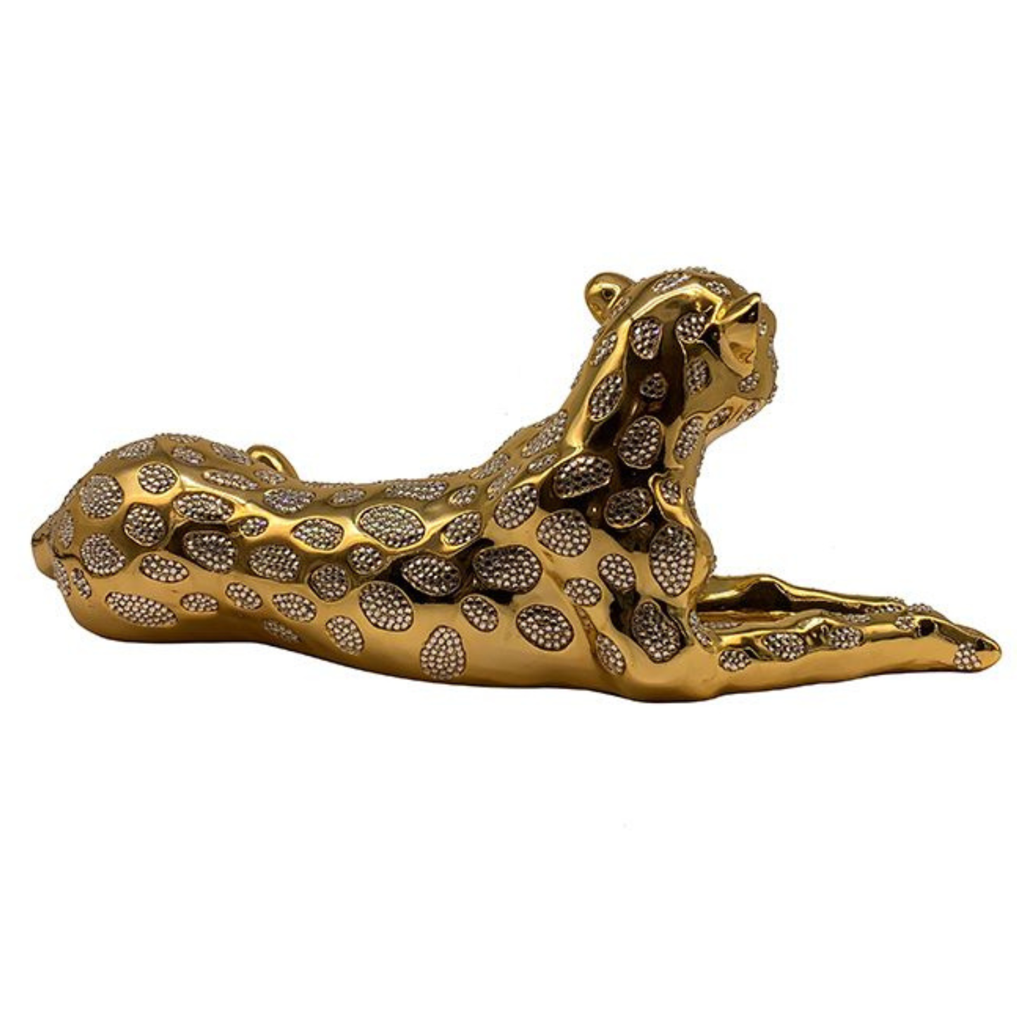 Moderne Dekofigur Leopard Gold 57cm