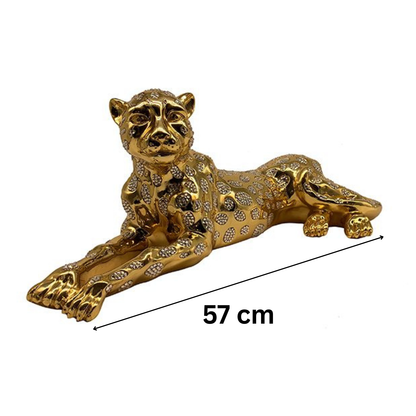Moderne Dekofigur Leopard Gold 57cm