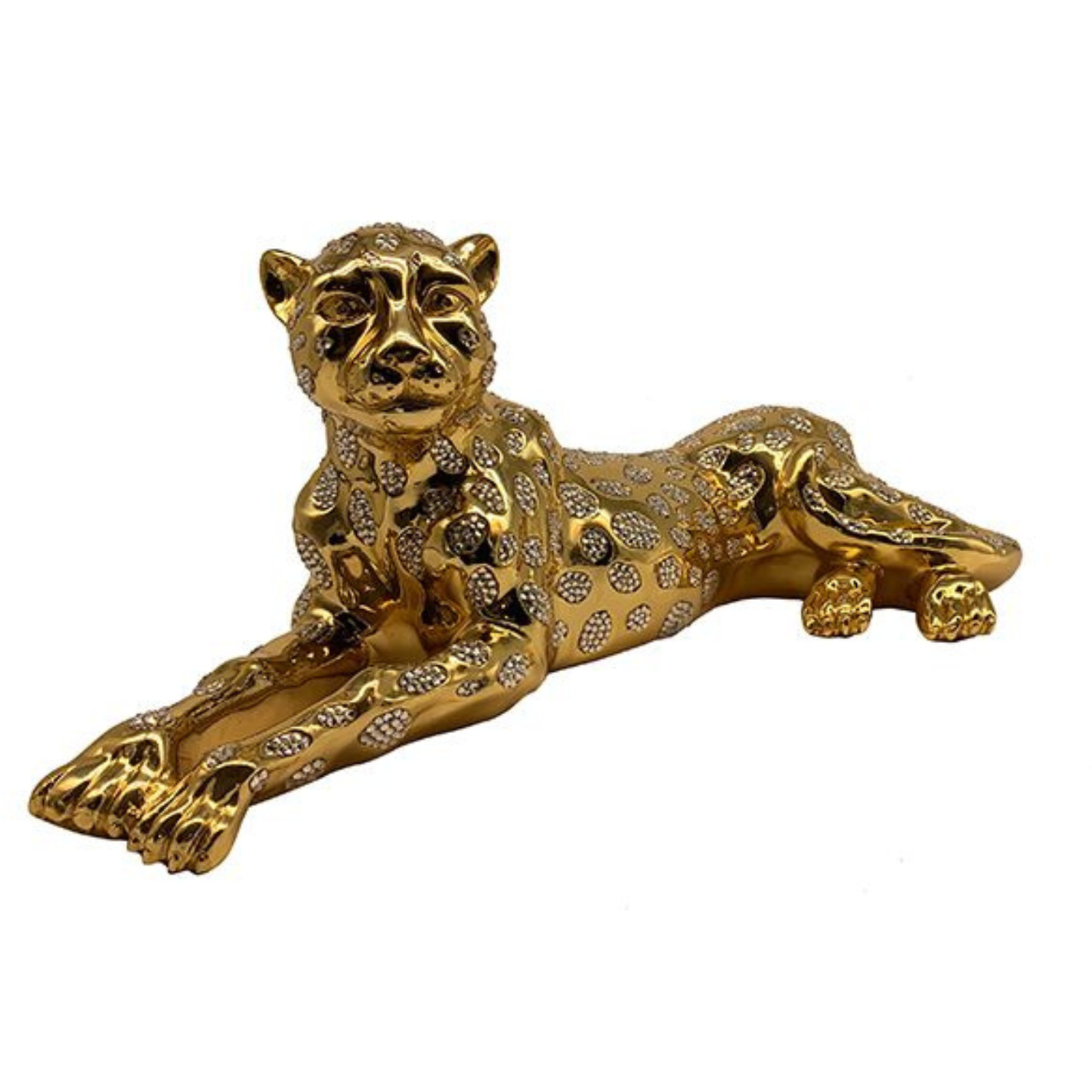 Moderne Dekofigur Leopard Gold 57cm