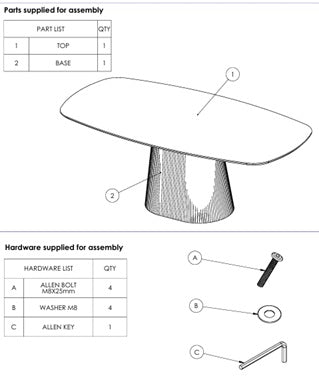 Esstisch Aurelio Sand Dänisch-Ovaler Design Tisch mit Rillen-Säule