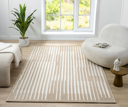Teppich Nova rechteckig klare Linienführung 13 mm Höhe 160 x 230 cm 200x290 cm creme
