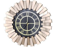 Diamond Spiegeluhr silber gold auf schwarzem Spiegel 75cm