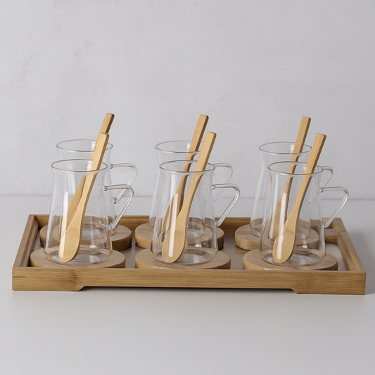 Bricard Teeglas Set 19-tlg. für 6 Personen inkl. Tablet, Löffel und Untersetzer