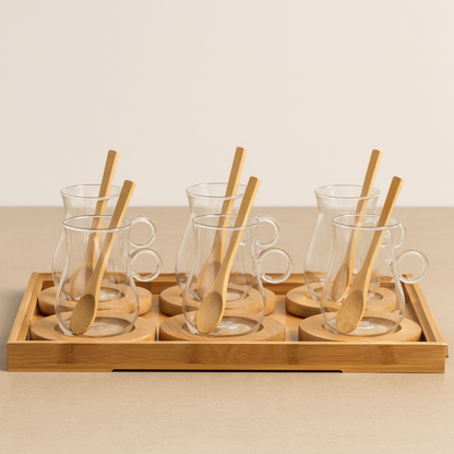 Bricard Teeglas Set 19-tlg. für 6 Personen inkl. Tablet, Löffel und Untersetzer