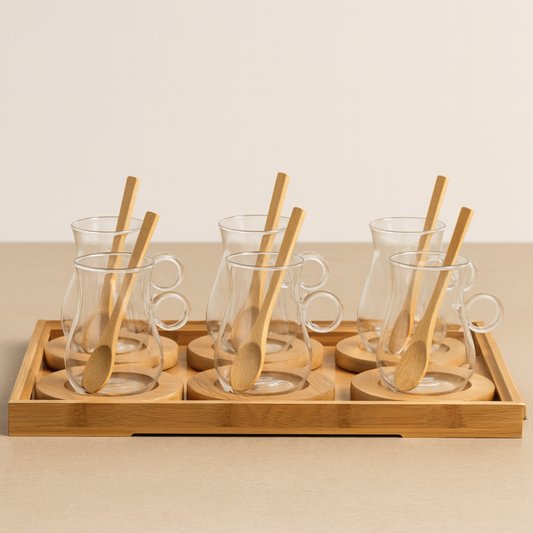 Bricard Teeglas Set 19-tlg. für 6 Personen inkl. Tablet, Löffel und Untersetzer