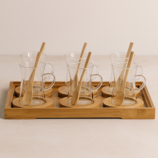Bricard Teeglas Set 19-tlg. für 6 Personen inkl. Tablet, Löffel und Untersetzer