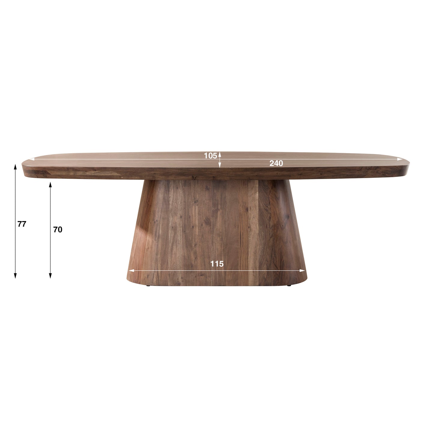 Esstisch Hjalmar Grand Oval aus Akazienholz massiv 240x105cm