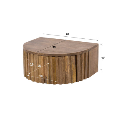 Nachttisch RIDGE AERO Schwebende Nachtkonsole aus Mangoholz mit Lamellen-Front