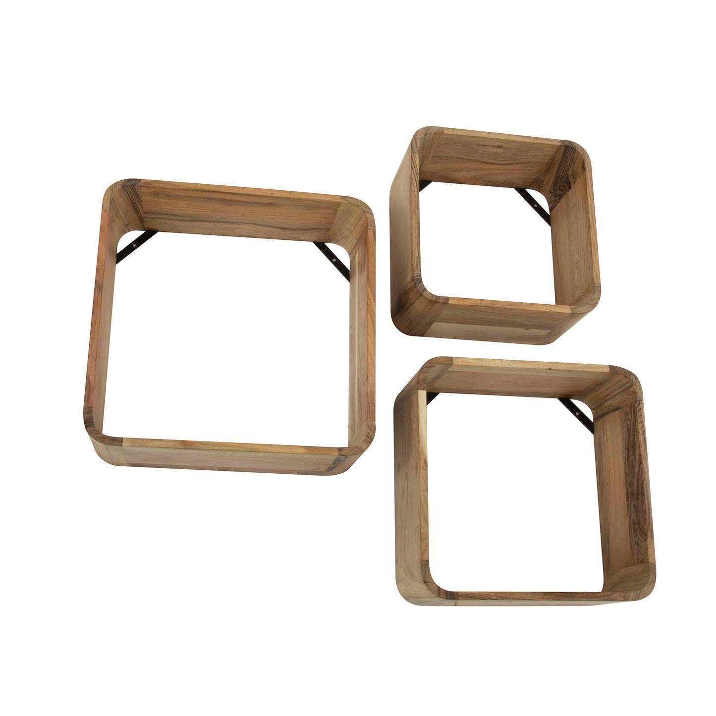 Wandregal-Set CUBO SOFT 3-teiliges Schweberegal aus massiver Akazie mit abgerundeten Ecken