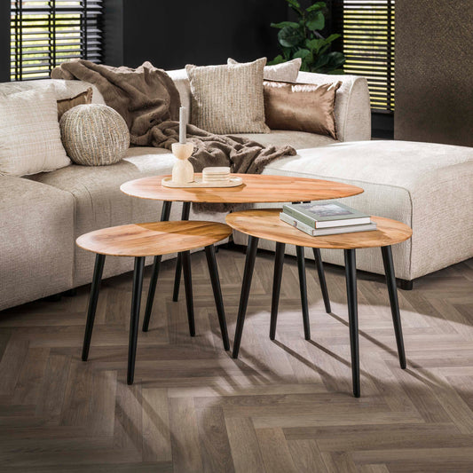Couchtisch-Set Lucca Organic 3-teiliges Satztisch-Ensemble aus Akazie