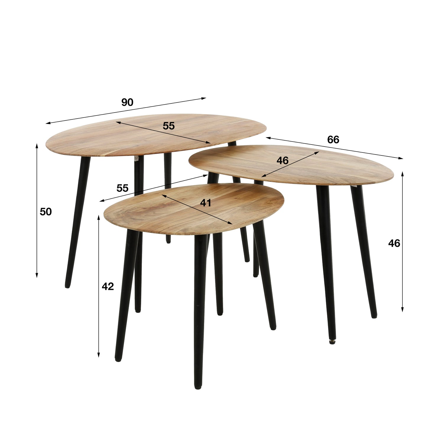 Couchtisch-Set Lucca Organic 3-teiliges Satztisch-Ensemble aus Akazie