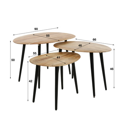 Couchtisch-Set Lucca Organic 3-teiliges Satztisch-Ensemble aus Akazie