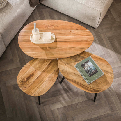 Couchtisch-Set Lucca Organic 3-teiliges Satztisch-Ensemble aus Akazie