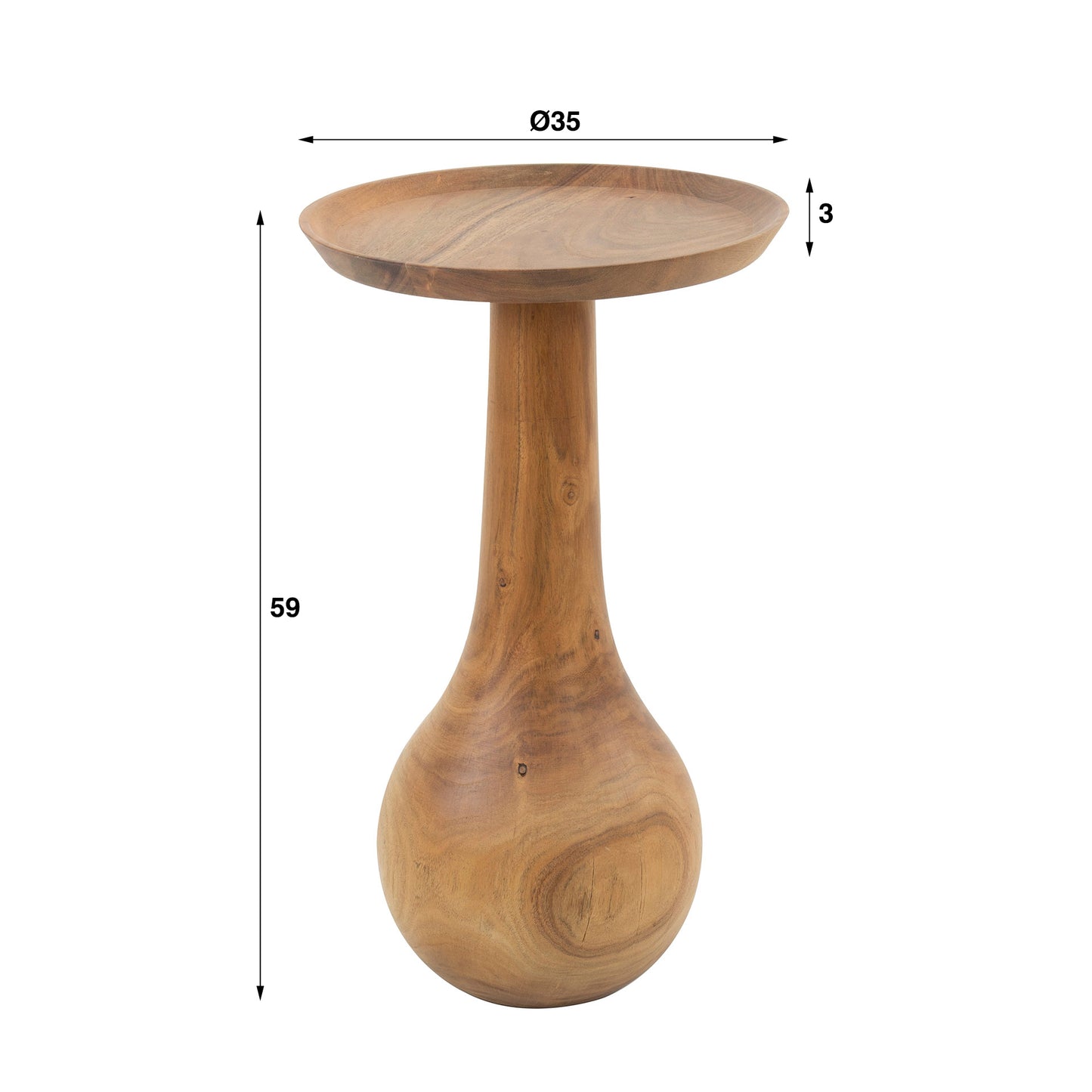Beistelltisch DROP NATURA Skulpturaler Massivholz-Tisch aus einem Akazien-Stamm