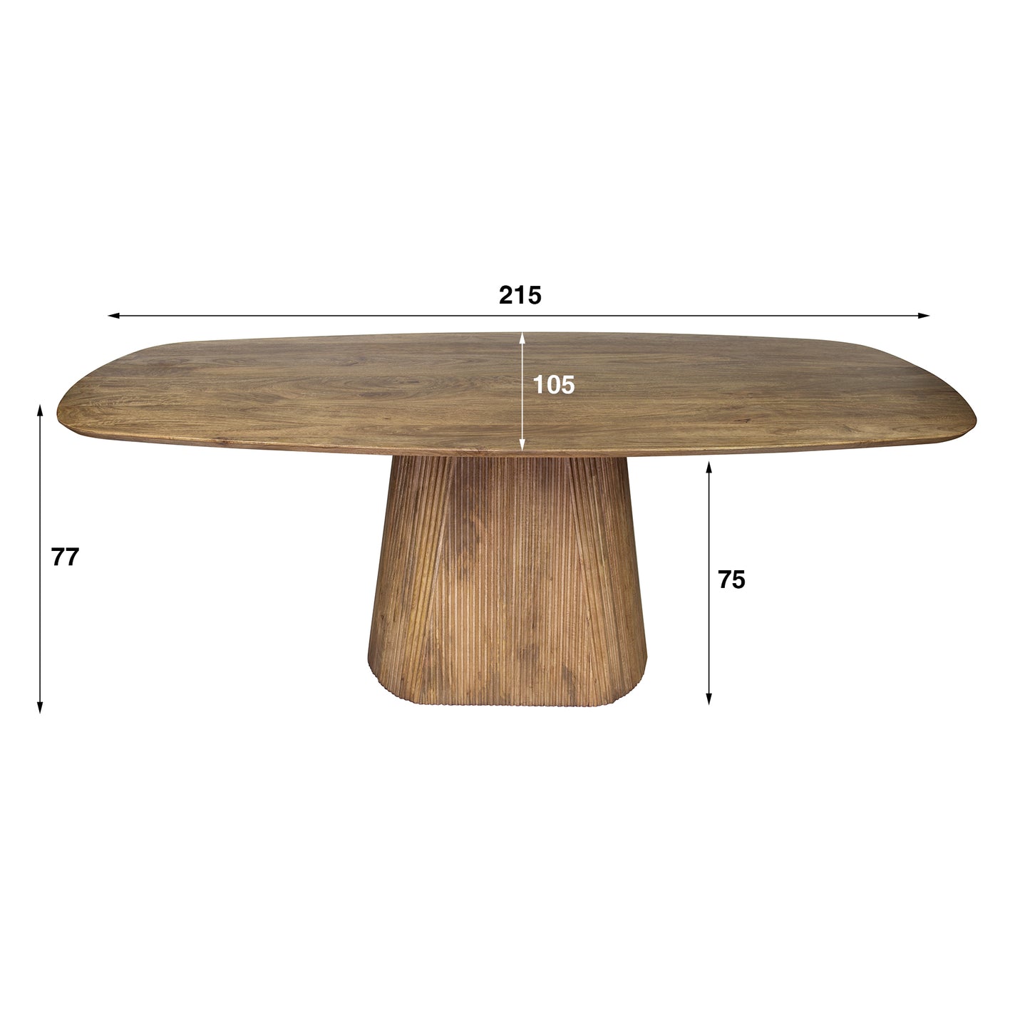 Esstisch Aurelio Sand Dänisch-Ovaler Design Tisch mit Rillen-Säule