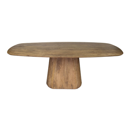 Esstisch Aurelio Sand Dänisch-Ovaler Design Tisch mit Rillen-Säule