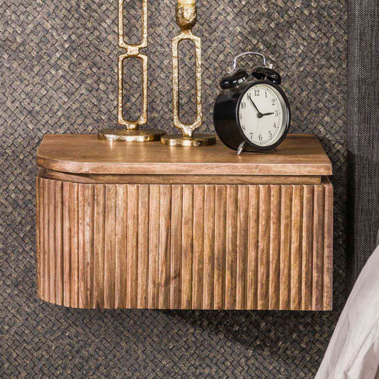 Nachttisch-Set WAVE SYMMETRIA 2 schwebende Nachtkonsolen aus Mangoholz