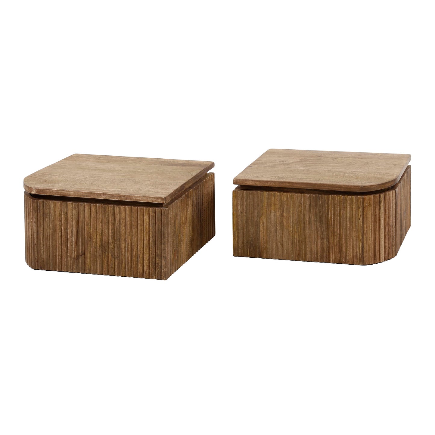 Nachttisch-Set WAVE SYMMETRIA 2 schwebende Nachtkonsolen aus Mangoholz