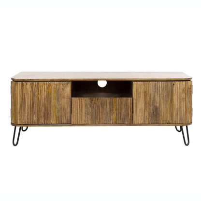 TV-Schrank RIVA Elegantes Massivholz-Lowboard mit Rillenfräsung & Hairpin-Legs