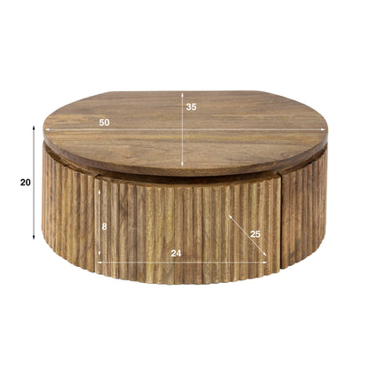 Nachttisch WAVE ROUND AERO Schwebende, halbrunde Nachtkonsole aus Mangoholz 50 cm