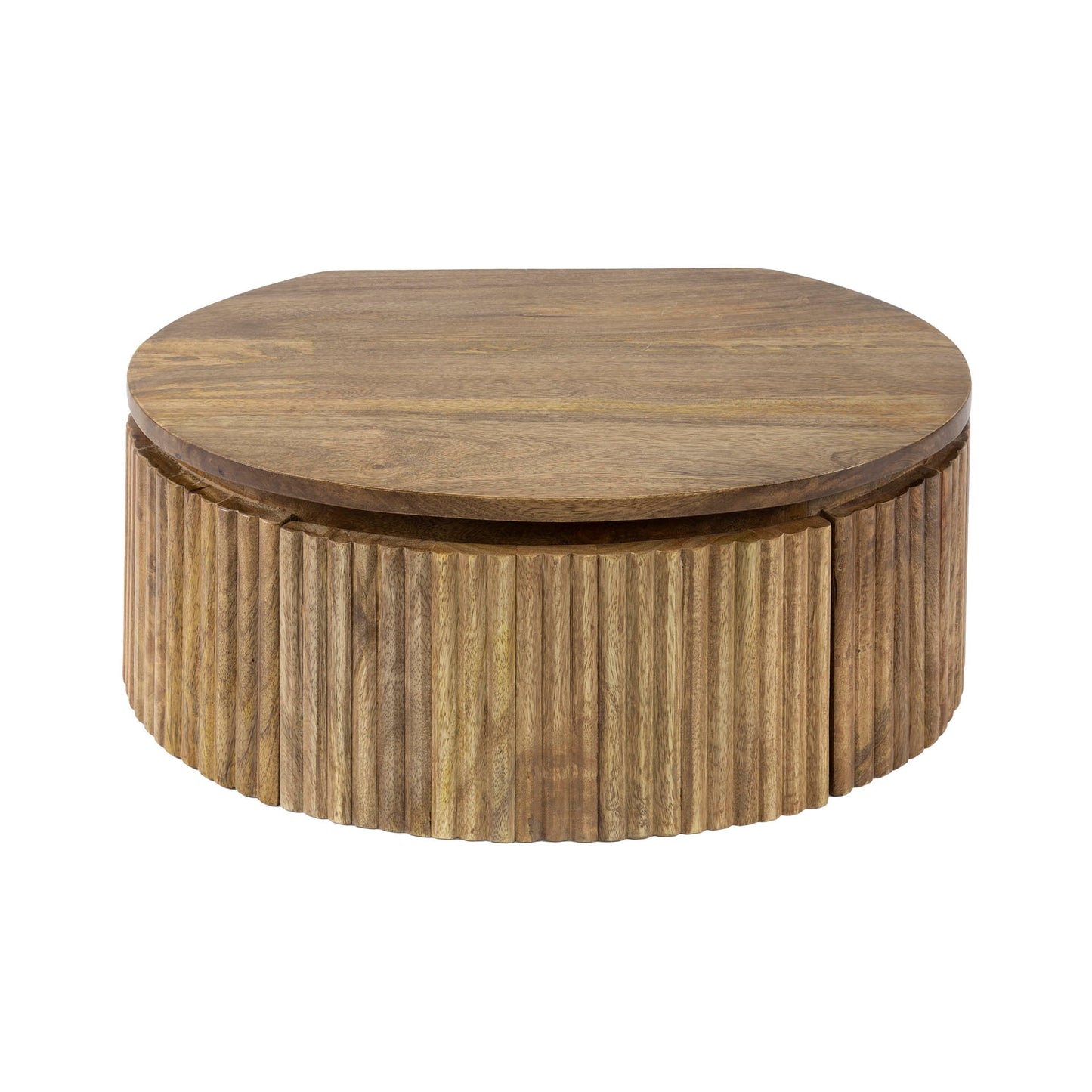 Nachttisch WAVE ROUND AERO Schwebende, halbrunde Nachtkonsole aus Mangoholz 50 cm