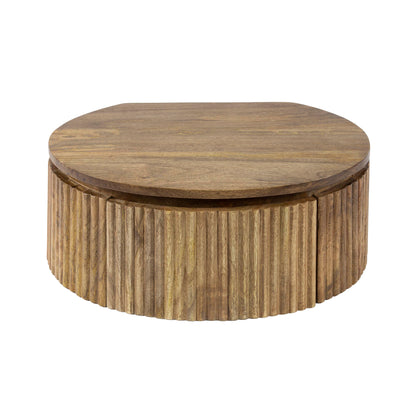 Nachttisch WAVE ROUND AERO Schwebende, halbrunde Nachtkonsole aus Mangoholz 50 cm