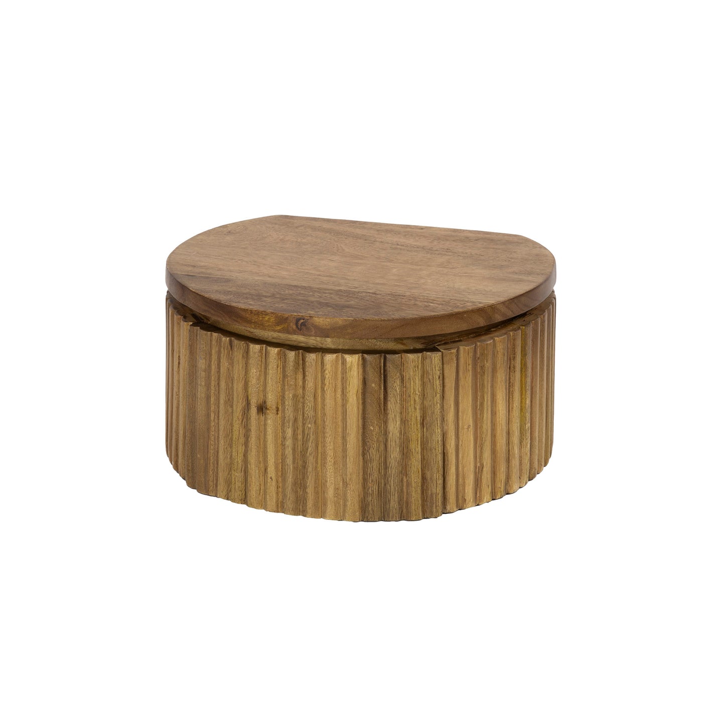 Nachttisch WAVE ROUND XS AERO Kompakte, halbrunde Nachtkonsole aus Mangoholz 30 cm