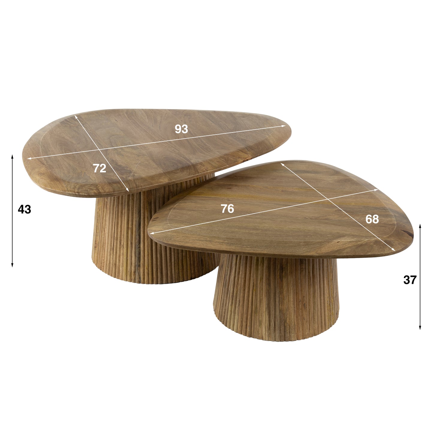 Couchtisch-Set TOVA SAND Organische Dreiecks-Tische mit Säulenfuß