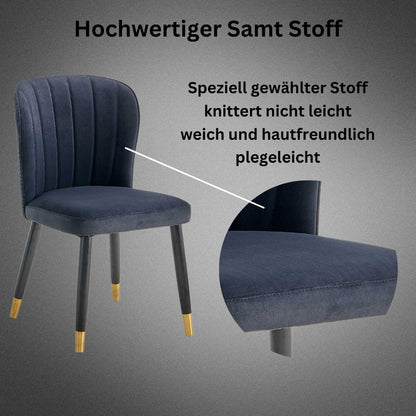 Esszimmerstuhl mit Rückenlehne und gepolsterte Sitzfläche Schwarz Samt