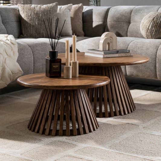 Couchtisch-Set VICO AIR Design-Satztische mit offenem Lamellen-Konus