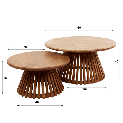 Couchtisch-Set VICO AIR Design-Satztische mit offenem Lamellen-Konus