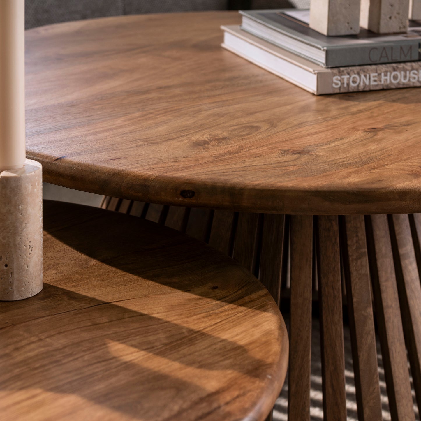 Couchtisch-Set VICO AIR Design-Satztische mit offenem Lamellen-Konus