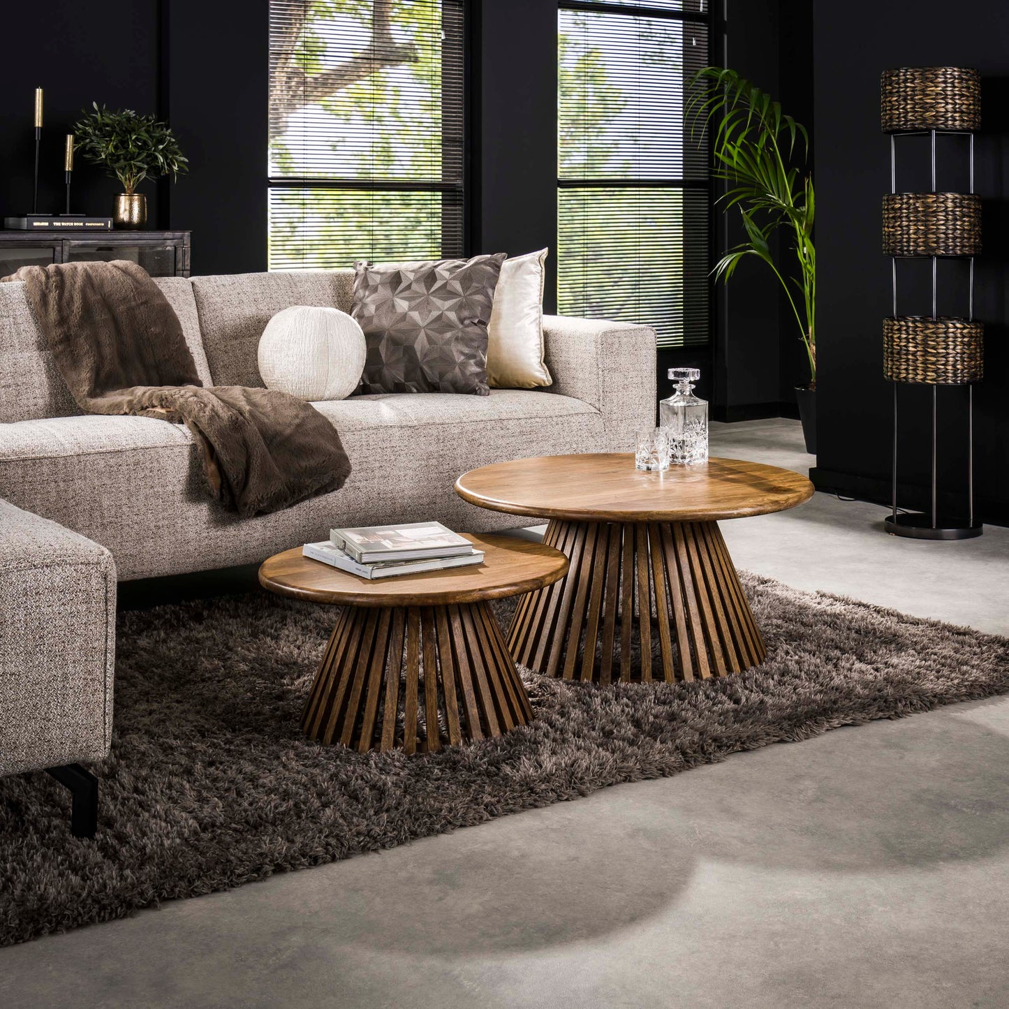 Couchtisch-Set VICO AIR Design-Satztische mit offenem Lamellen-Konus