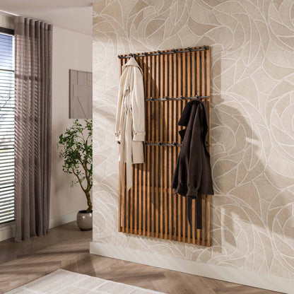 Wandgarderobe TWEAK XL Hohes Garderobenpaneel aus Mangoholz mit Lamellendesign