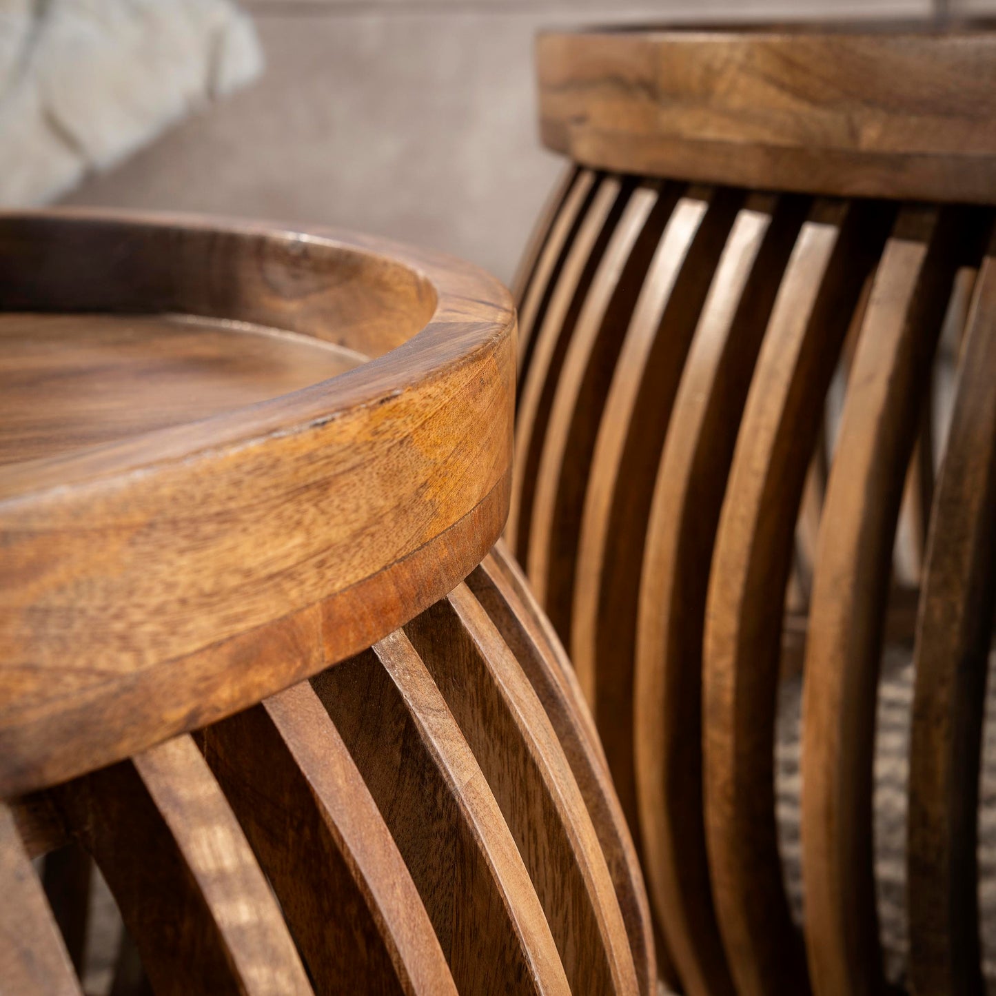 Couchtisch-Set DARIO GLOBE  Satztische in edler Lamellen-Optik
