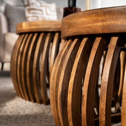 Couchtisch-Set DARIO GLOBE  Satztische in edler Lamellen-Optik