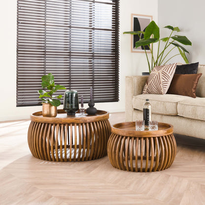 Couchtisch-Set DARIO GLOBE  Satztische in edler Lamellen-Optik