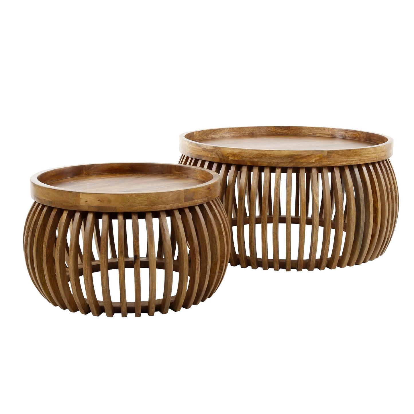 Couchtisch-Set DARIO GLOBE  Satztische in edler Lamellen-Optik
