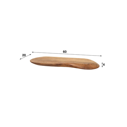Wandregal ORGANIC FLOW Schwebendes Massivholz-Regal aus Akazie in Naturform 60 cm