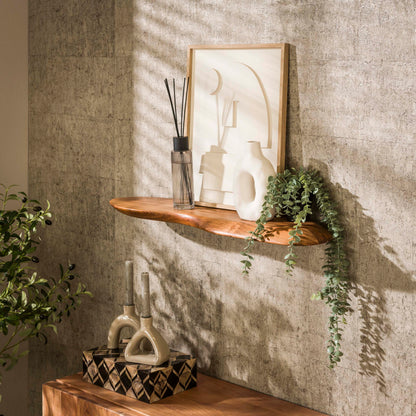 Wandregal ORGANIC FLOW Schwebendes Massivholz-Regal aus Akazie in Naturform 90 cm