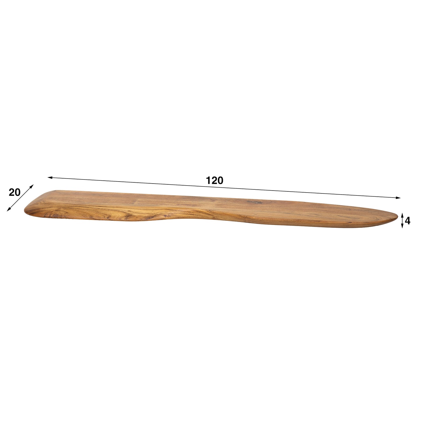 Wandregal ORGANIC FLOW Großes schwebendes Massivholz-Regal aus Akazie in Naturform 120 cm