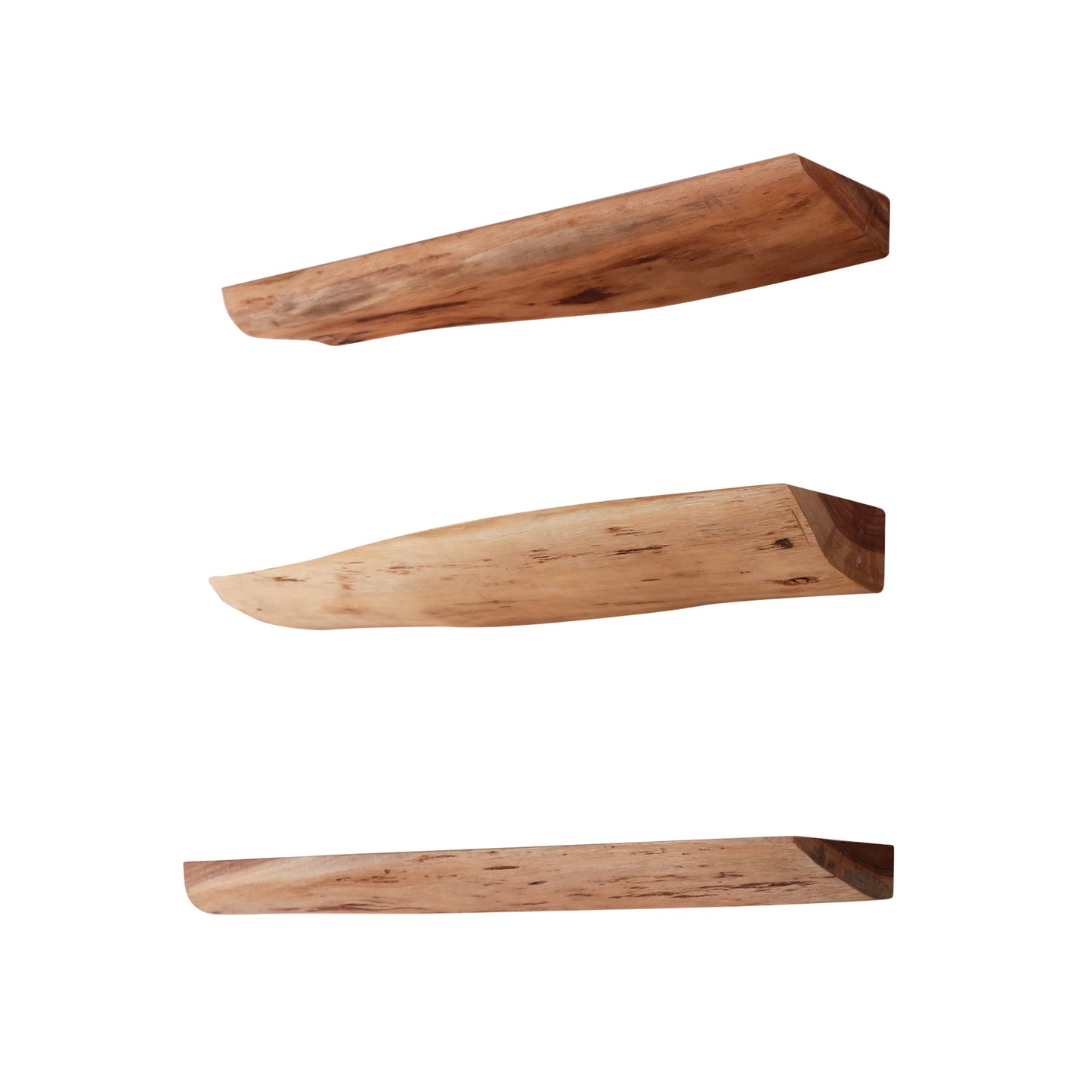 Wandregal-Set EDGE NATURE 3 schwebende Massivholz-Regale mit echter Baumkante 60 cm