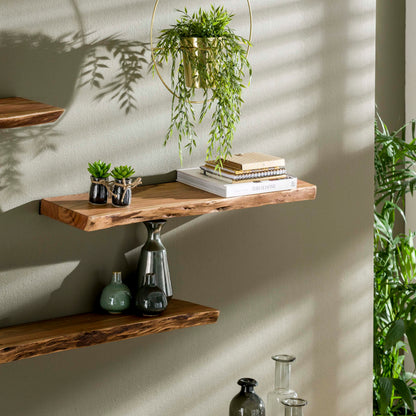 Wandregal EDGE NATURE Schwebendes Massivholz-Regal mit echter Baumkante 90 cm