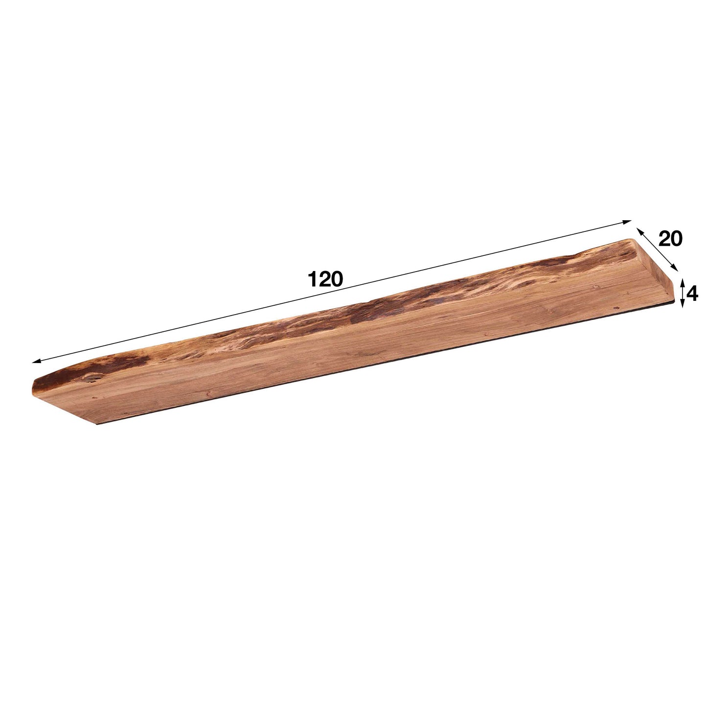 Wandregal EDGE NATURE Großes schwebendes Massivholz-Regal mit echter Baumkante 120 cm