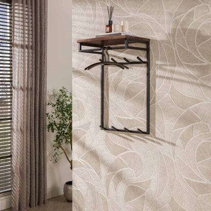 Wandgarderobe CUSTOM HOCH Vertikale Flurgarderobe aus massivem Akazienholz mit Metallgestell, Kleiderstange & 8 Haken
