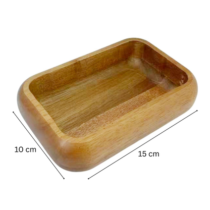 Servierschale Rechteckige Massivholz-Schale im Soft-Edge-Design Akazie Holz15 x 10 cm