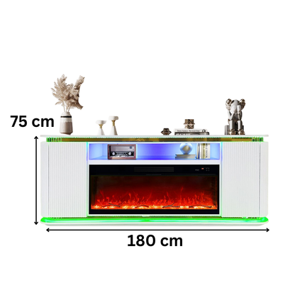TV-Schrank Luxus Sideboard FLAMEA Kamin Funktion LED 180cm