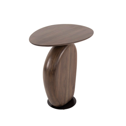 Beistelltisch ART SOLID Skulpturaler Massivholz-Tisch aus Akazie in Kiesel-Optik Glaze Brown