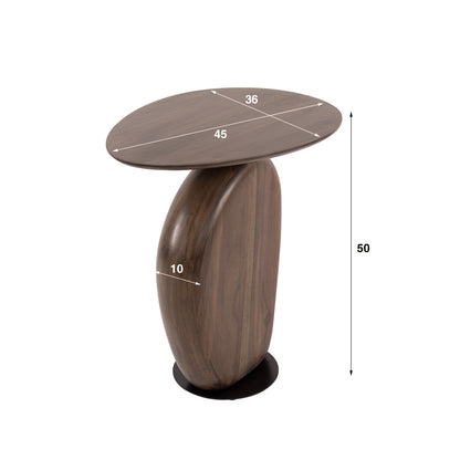 Beistelltisch ART SOLID Skulpturaler Massivholz-Tisch aus Akazie in Kiesel-Optik Glaze Brown