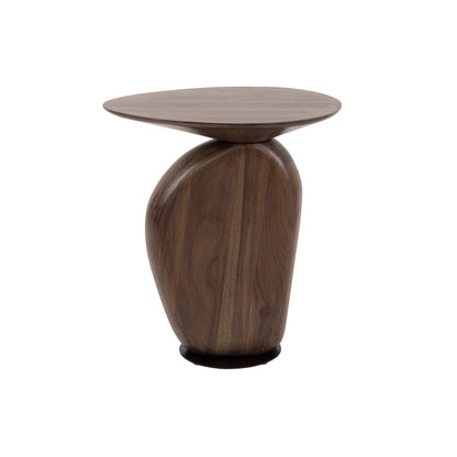 Beistelltisch ART SOLID Skulpturaler Massivholz-Tisch aus Akazie in Kiesel-Optik Glaze Brown